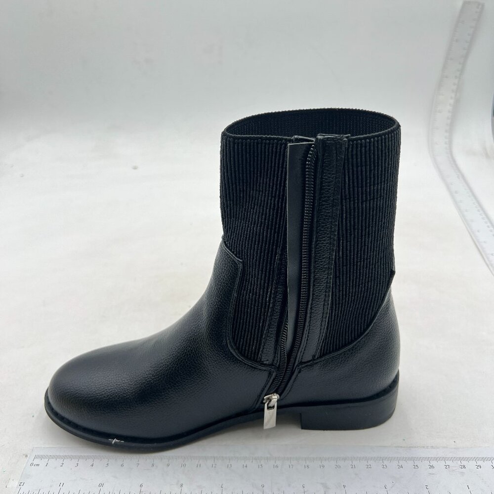 Black Women's Retro Elastic Chelsea Ankle Boots Fashion Low Block Heel Booties